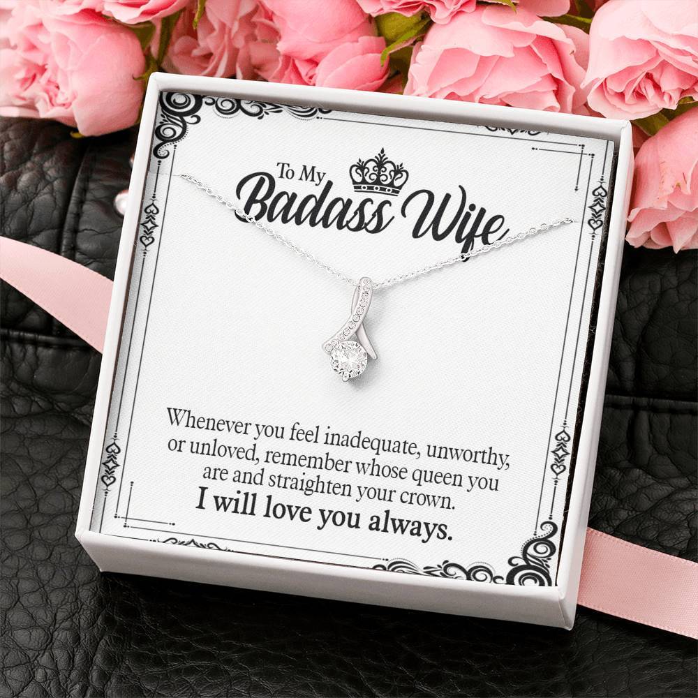 Jewelry "To My Badass Wife" Alluring Beauty Silver Pendant