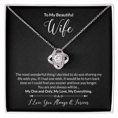 Jewelry 14K White Gold Finish / Standard Box To My Beautiful Wife Love Knot Necklace With You Are and Always Will My One and Only Message Card