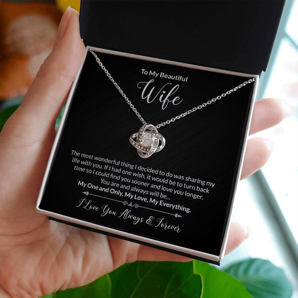 Jewelry To My Beautiful Wife Love Knot Necklace With You Are and Always Will My One and Only Message Card