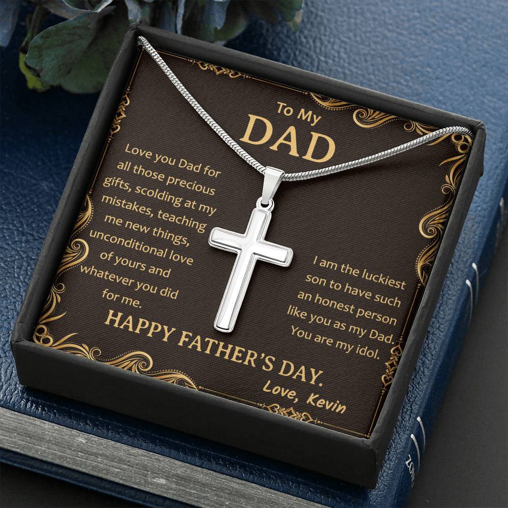 Jewelry To My Dad Artisan Crafted Necklace, Customized Necklace For Father's Day, Silver Necklace For Dad From Son