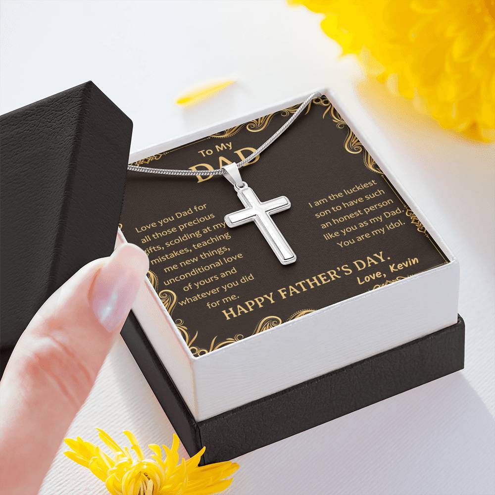 Jewelry To My Dad Artisan Crafted Necklace, Customized Necklace For Father's Day, Silver Necklace For Dad From Son