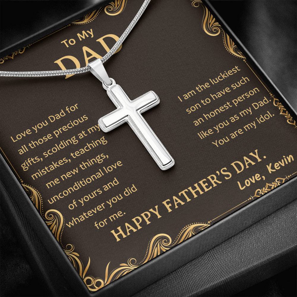 Jewelry To My Dad Artisan Crafted Necklace, Customized Necklace For Father's Day, Silver Necklace For Dad From Son