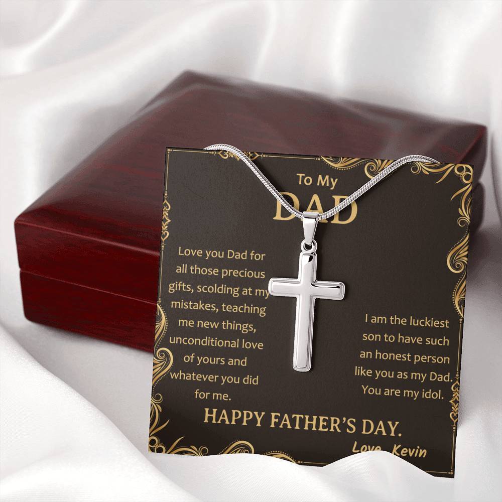 Jewelry To My Dad Artisan Crafted Necklace, Customized Necklace For Father's Day, Silver Necklace For Dad From Son