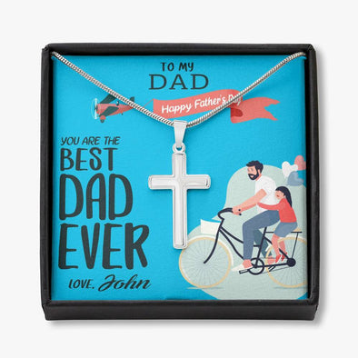 Jewelry To My Dad, You're The Best Dad, Custom Cross Necklace, Gift Ideas For Him, Custom Necklace, Happy Father's Day, Customized Gift For Dad