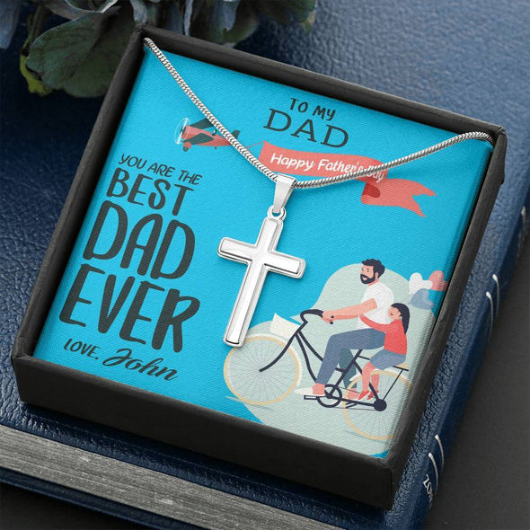 Jewelry To My Dad, You're The Best Dad, Custom Cross Necklace, Gift Ideas For Him, Custom Necklace, Happy Father's Day, Customized Gift For Dad