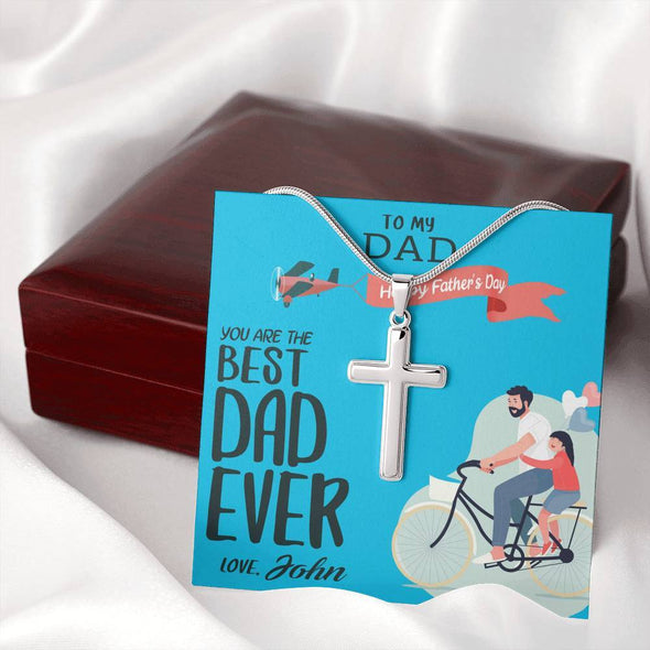 Jewelry To My Dad, You're The Best Dad, Custom Cross Necklace, Gift Ideas For Him, Custom Necklace, Happy Father's Day, Customized Gift For Dad