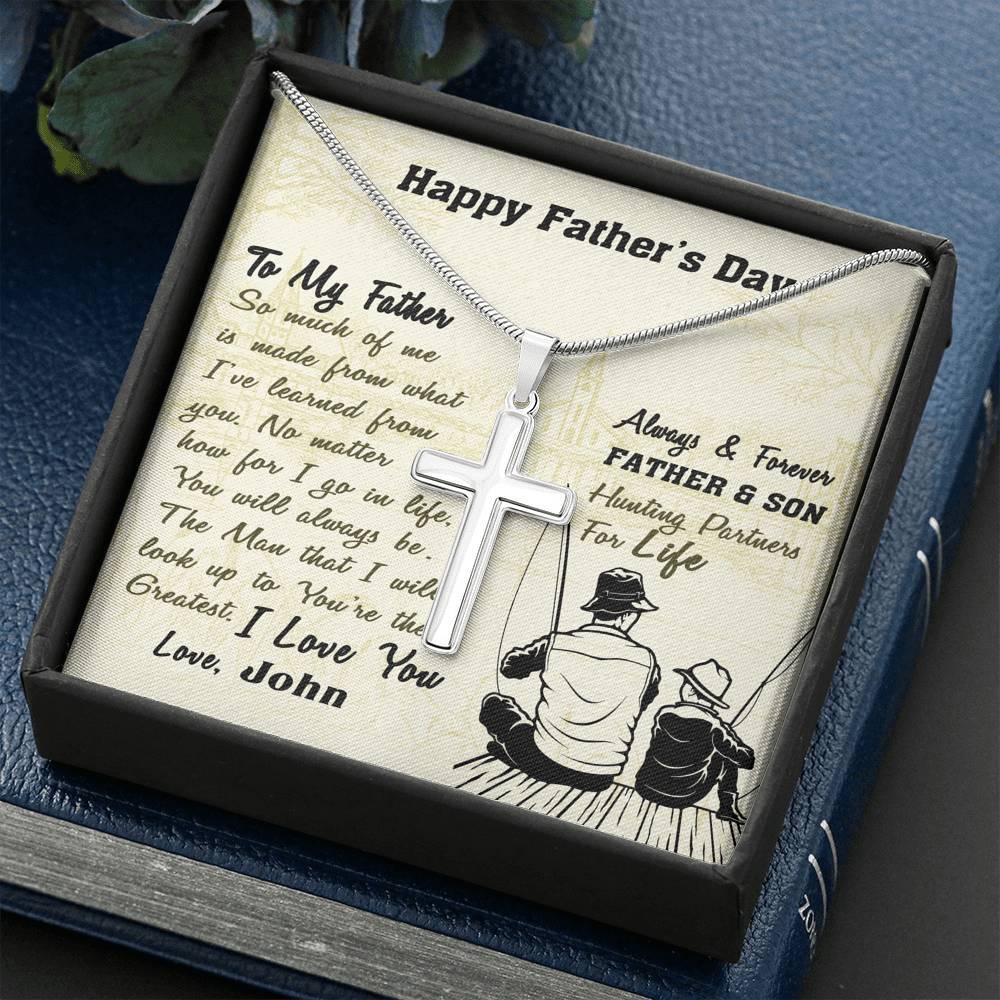 Jewelry To My Dad, You're The Greatest, Custom Cross Necklace, Gift Ideas For Him, Custom Necklace, Happy Father's Day, Customized Gift For Dad