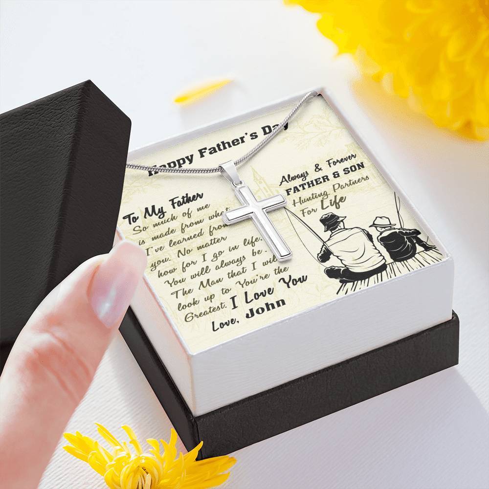 Jewelry To My Dad, You're The Greatest, Custom Cross Necklace, Gift Ideas For Him, Custom Necklace, Happy Father's Day, Customized Gift For Dad