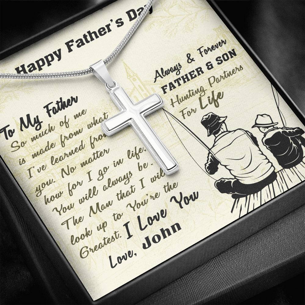 Jewelry To My Dad, You're The Greatest, Custom Cross Necklace, Gift Ideas For Him, Custom Necklace, Happy Father's Day, Customized Gift For Dad