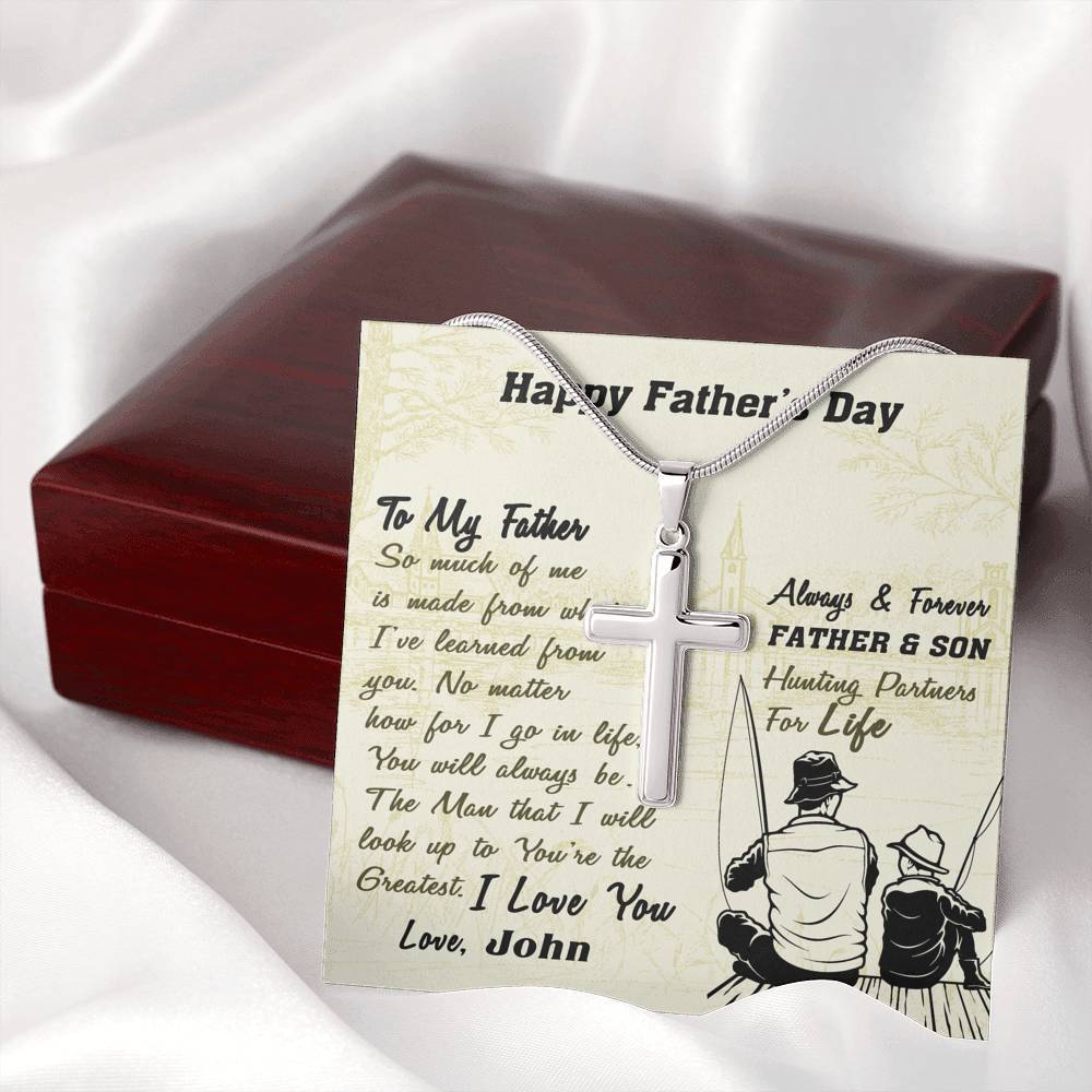 Jewelry To My Dad, You're The Greatest, Custom Cross Necklace, Gift Ideas For Him, Custom Necklace, Happy Father's Day, Customized Gift For Dad