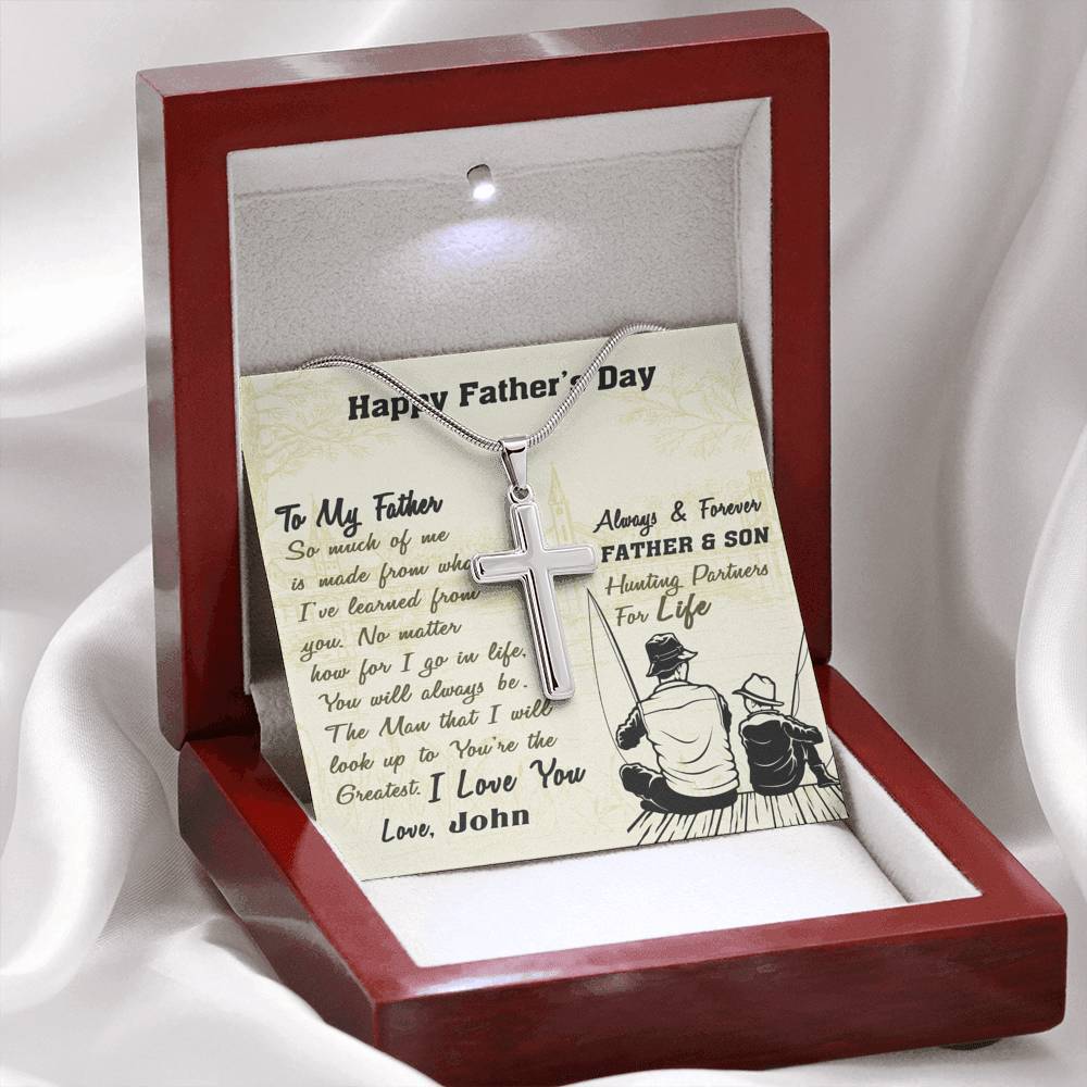Jewelry To My Dad, You're The Greatest, Custom Cross Necklace, Gift Ideas For Him, Custom Necklace, Happy Father's Day, Customized Gift For Dad