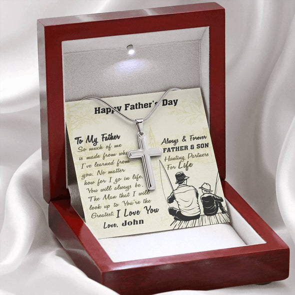 Jewelry To My Dad, You're The Greatest, Custom Cross Necklace, Gift Ideas For Him, Custom Necklace, Happy Father's Day, Customized Gift For Dad