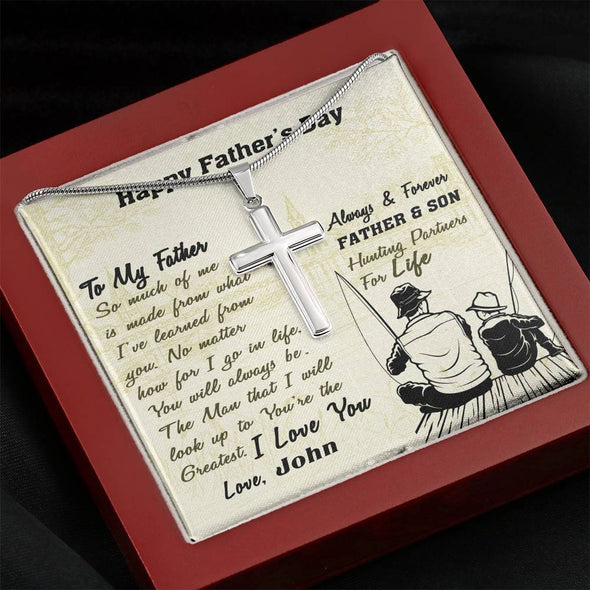 Jewelry Mahogany Style Luxury Box To My Dad, You're The Greatest, Custom Cross Necklace, Gift Ideas For Him, Custom Necklace, Happy Father's Day, Customized Gift For Dad