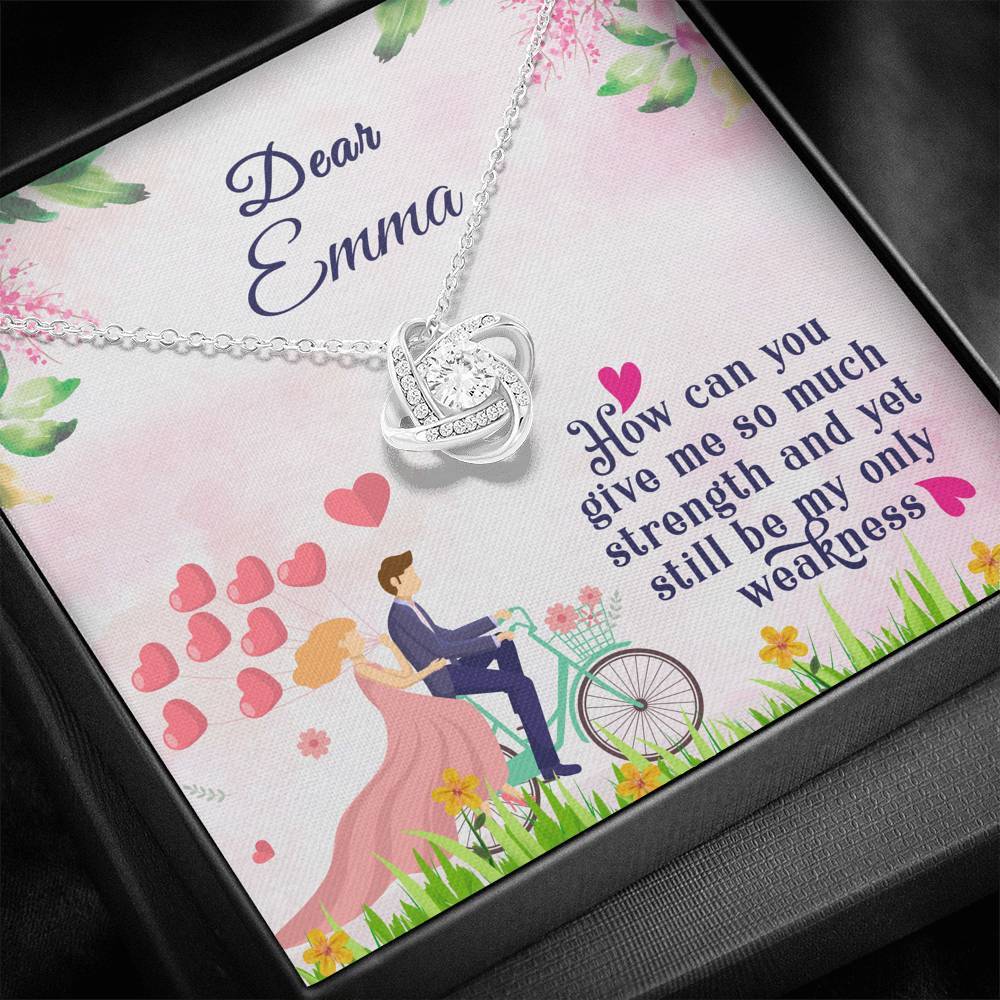 Jewelry 14K White Gold Finish To My Girlfriend-Knot Customized Pendant