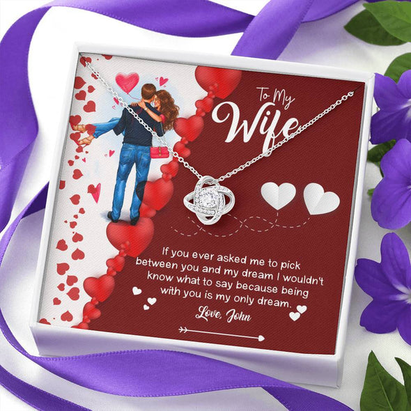 Jewelry 14K White Gold Finish To My Wife- I Love You Forever Custom Knot Pendant