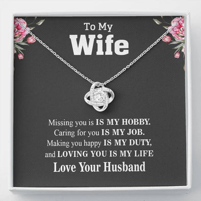 Jewelry Standard Box To My Wife, Loving Is You My Life Knot Pendant With Message Card