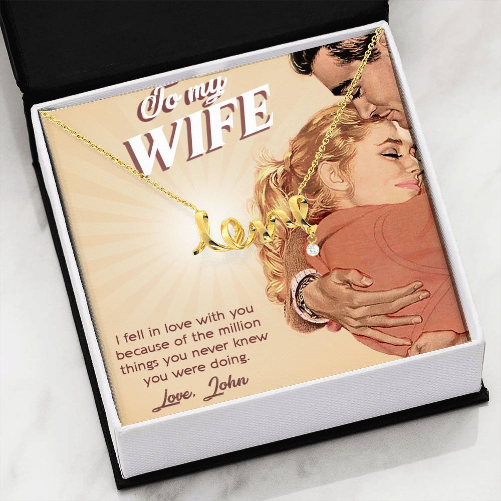 "To My Wife Loving You Was The Best Decision Of My Life" Custom Message Card Necklace