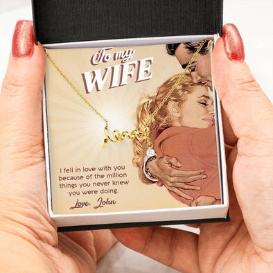 "To My Wife Loving You Was The Best Decision Of My Life" Custom Message Card Necklace