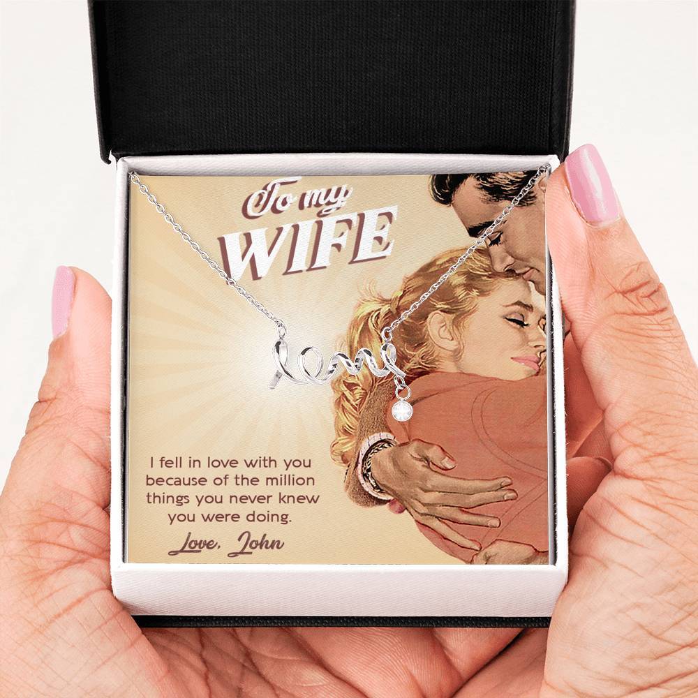 "To My Wife Loving You Was The Best Decision Of My Life" Custom Message Card Necklace