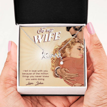 "To My Wife Loving You Was The Best Decision Of My Life" Custom Message Card Necklace