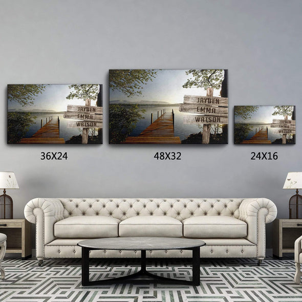 Lake Dock Color Custom Canvas With Multi Names
