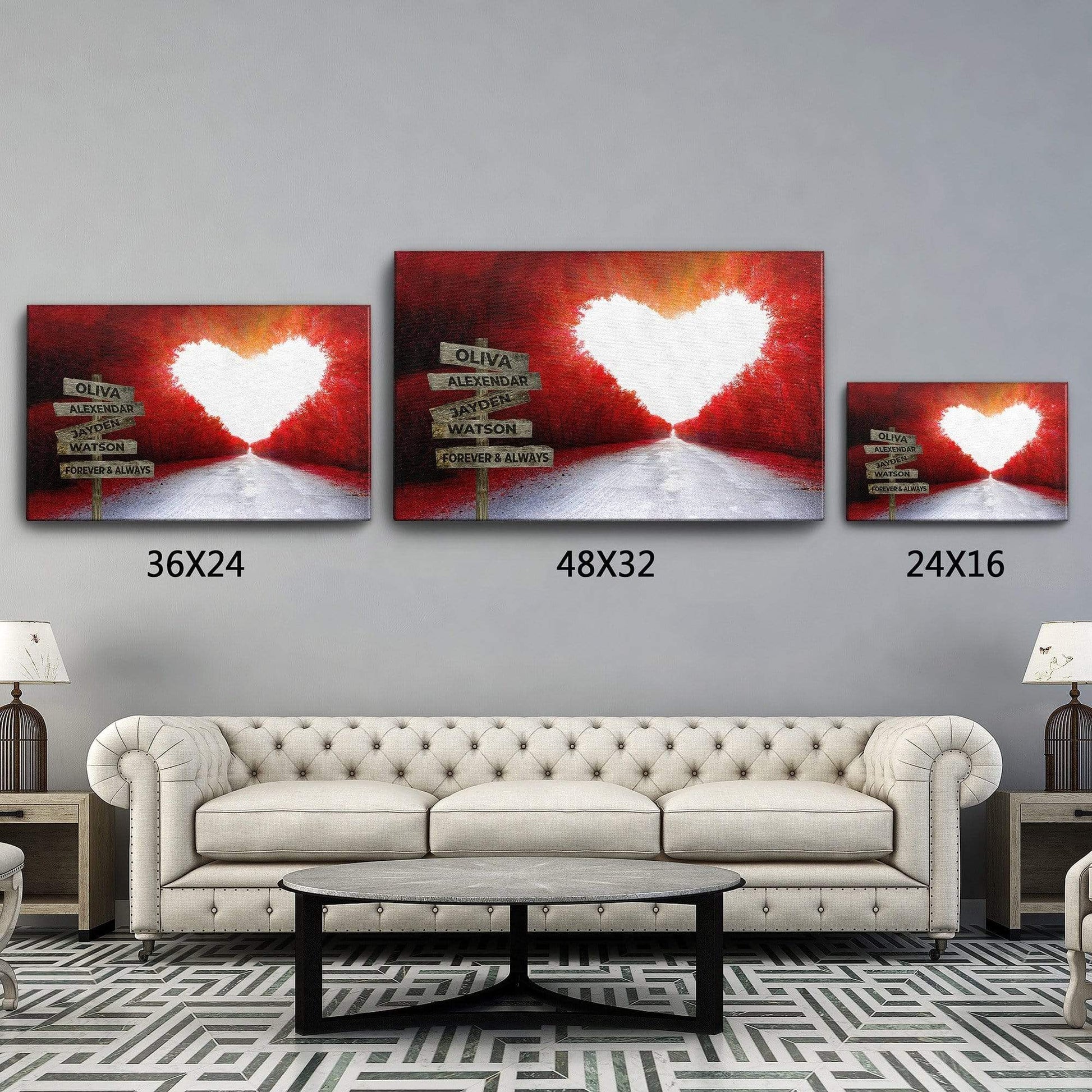 Love Customized Canvas With Multi Names