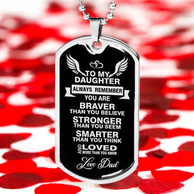 To My Strong Daughter Luxury Military Necklace