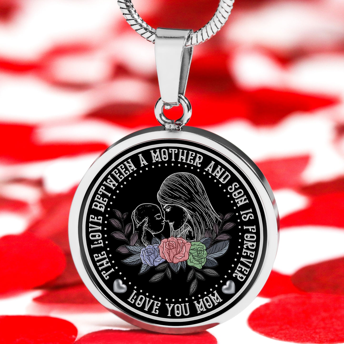 Love You Mom Silver Pendant