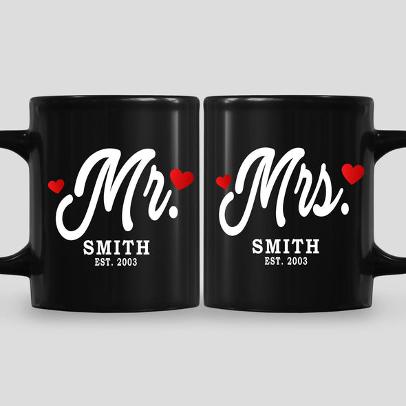 Mr. And Mrs. Personalized Mug With Name And Wedding Year (Pack of 2)