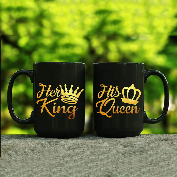 Mugs 15 Oz Black King And Queen Coffee Mugs For Couples