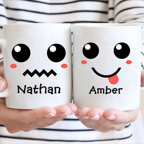 Mugs 11 Oz Cute Kawaii Emoji Couples Ceramic Mugs