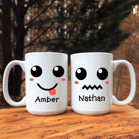 Mugs 15 Oz Cute Kawaii Emoji Couples Ceramic Mugs