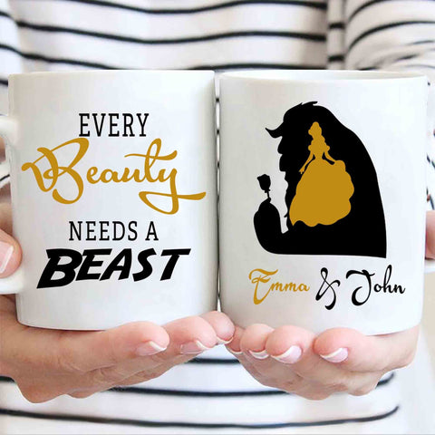 Mugs 11 Oz Every Beauty Needs A Beast Customized Couple Mug