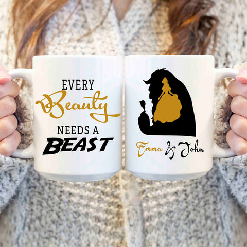 Mugs Every Beauty Needs A Beast Customized Couple Mug