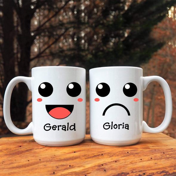 Mugs 15 Oz Happy And Sad Emoji Ceramic Mug For Couples