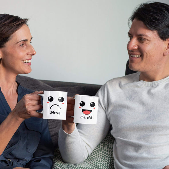 Mugs Happy And Sad Emoji Ceramic Mug For Couples