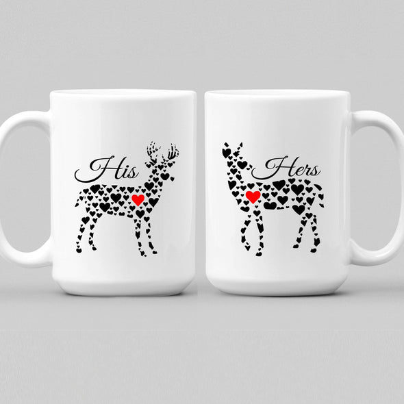 Mugs 15 Oz His & Her Deer Couples Coffee Mug