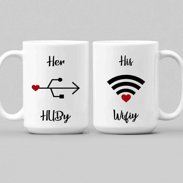 Mugs 15 Oz Hubby & Wifey Funny Couple Coffee Mug