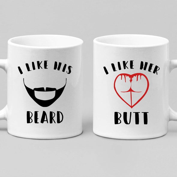 Mugs I Like His Beard, I Like Her Butt Couples Funny Coffee Mug