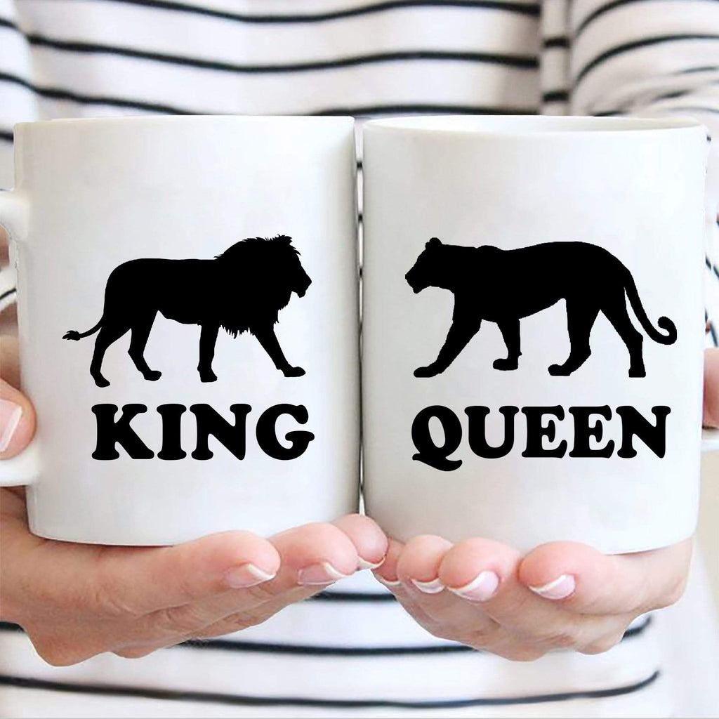 Mugs 11 Oz King And Queen Ceramic Coffee Mugs For Couples