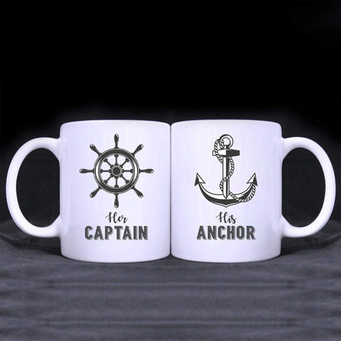 Mugs Matching Couple Mugs Her Captain His Anchor Cruising Gift
