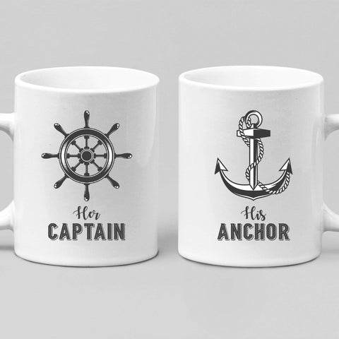 Mugs Matching Couple Mugs Her Captain His Anchor Cruising Gift