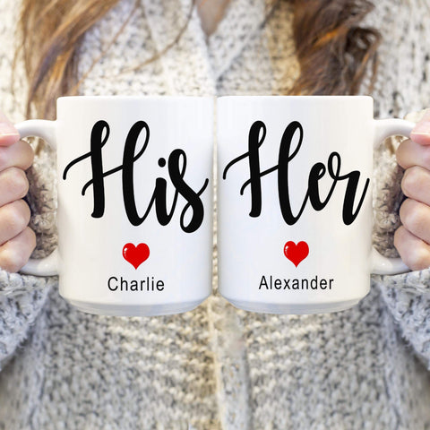 Mugs Personalized His and Her Coffee Mug For Couple