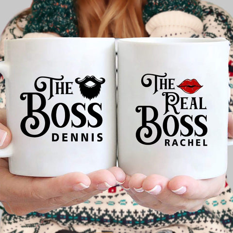 Mugs The Real Boss Customized Coffee Mugs For Couples