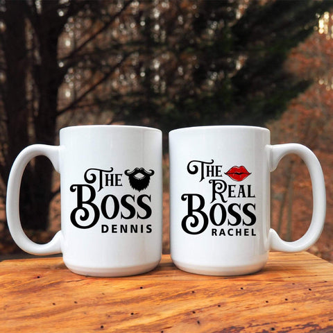 Mugs The Real Boss Customized Coffee Mugs For Couples