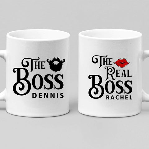 Mugs The Real Boss Customized Coffee Mugs For Couples