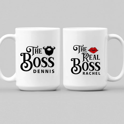 Mugs The Real Boss Customized Coffee Mugs For Couples