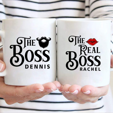 Mugs The Real Boss Customized Coffee Mugs For Couples