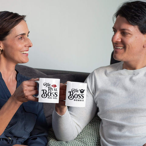 Mugs The Real Boss Customized Coffee Mugs For Couples