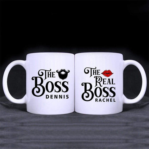 Mugs The Real Boss Customized Coffee Mugs For Couples